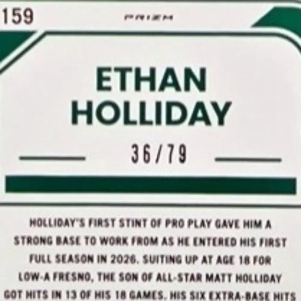 Ethan Holliday 36/79 Optic Pink Velocity Prizm Colorado Rockies Top Prospect